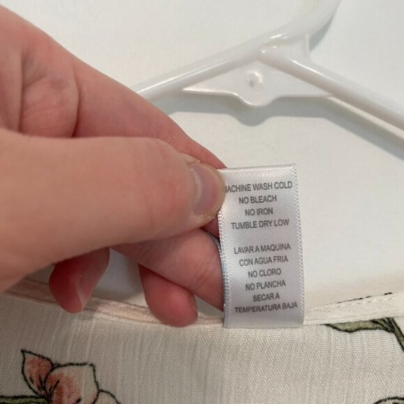 NEW NWT M FASIS Plus Size Tie Front Top Cream Ivory Floral Elbow Sleeve Blouse - Picture 8 of 12